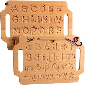 Learn to Write: Portable Wooden Alphabet Letter Tracing Sensory Pad Board - Toddler Writing Practice for Kids Age 3-5, Montessori Toys for 3+ Year Old Writing Tools