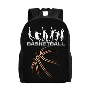 Basketball Player Evolution Print Backpack, Durable Water-Resistant Oxford Cloth Laptop Bag, Large Capacity Adjustable Bag for School & Sports