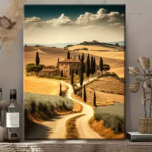 2D 1 Unique Style Solid Wood Frame Canvas Painting Tuscany Italy Landscape Canvas Poster Perfect For Indoor, Outdoor Home Decor, Framed Poster, Gift For Office, Bedroom Or Cafe, Canvas Print, School Supplies, Art Supplies