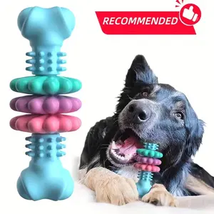 Durable Dog Chew Toy, Geometric Patterned Rubber, Teeth Cleaning & Training, Suitable for Small & Medium Dogs, Relieves Boredom & Destructive Chewing