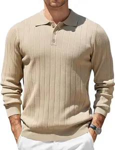 COOFANDY Mens Knit Polo Sweater Long Sleeve Polos Lightweight Casual Dress Pullover Sweaters