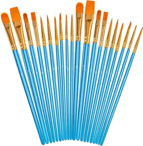 20PCS Acrylic Paint Brushes Set  Round Pointed Tip Artist Brushes | Professional Detail Paintbrushes for Acrylic, Oil, Watercolor, Canvas, Rock, Face, Nail & Miniature Art