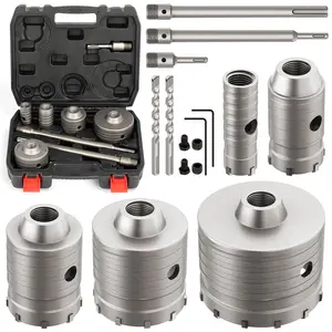 16 count Concrete Hole  Kits with 2 Drill Bits and SDS Plus & Max Shank, Hole  Tool Set for Concrete Cement Brick Stone Wall Drilling, Kit Size 30 40 65 80 100MM