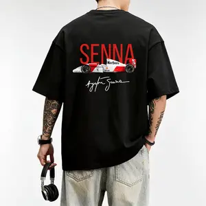 Ayrton Senna Helmet Printed Oversized 100% Cotton Unisex T-Shirt  Vintage Racing Graphic Tee  Streetwear Motorsport Shirt