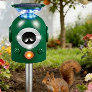 Solar Ultrasonic Animal Repeller with Motion Sensor and LED Flashing Light | Suitable for Outdoor Yards | Effectively Repels Cats, Coyotes, Raccoons, and Deer