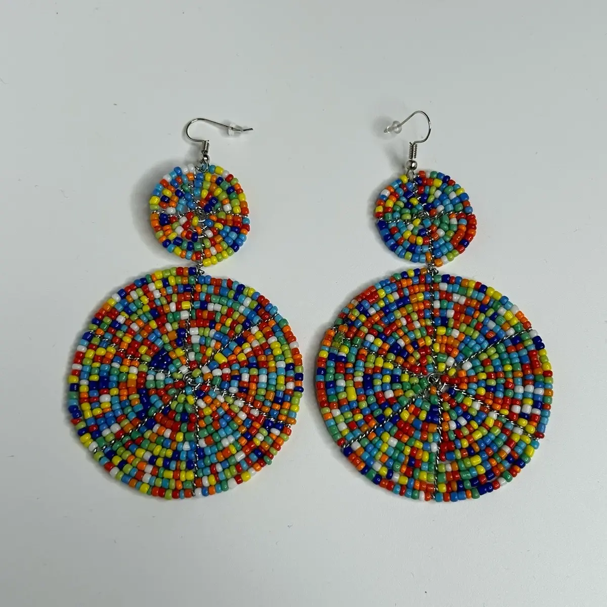 Nayell Valine 2 Tier African Beaded Dangle Earrings Handmade in Kenya