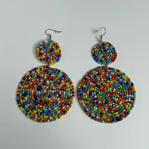 Nayell Valine 2 Tier African Beaded Dangle Earrings Handmade in Kenya