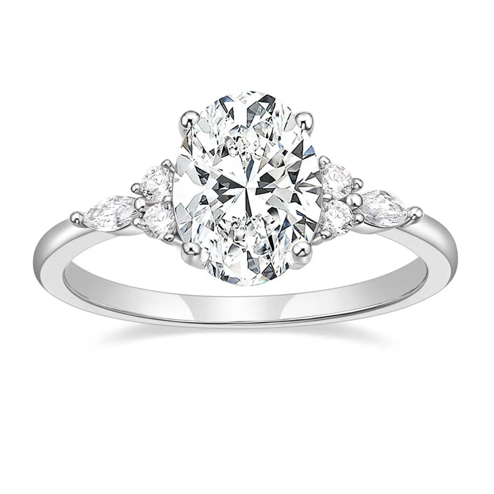 3ct Engagement Ring Oval Cut Cubic Zirconia Marquise Round Cz Eternity Wedding Band For Women Size 3-12