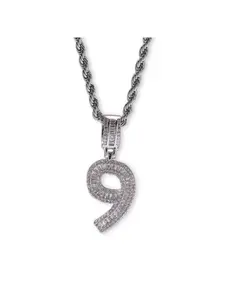 Number Pendant Necklace for Women Men, 18K Gold Plated Initial Necklace with Cubic Zirconia, Personalized Number Charm Jewelry for Birthday Gift, Drop Necklace