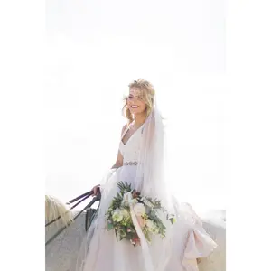 Eye Lash Lace Trim Edge Chapel Length Veil VG1009