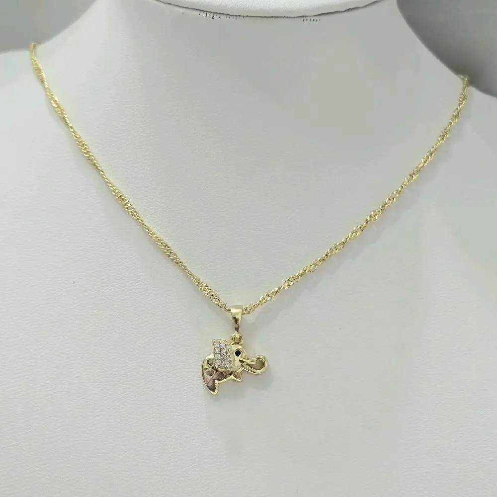 Cadena torcida delgada con pequeño elefante 18 Inches