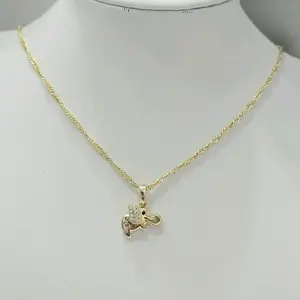Smoll Elephant Pendant on Twisted Gold Chain Necklace 18 Inches Length Elegant Everyday Wear Statement Piece