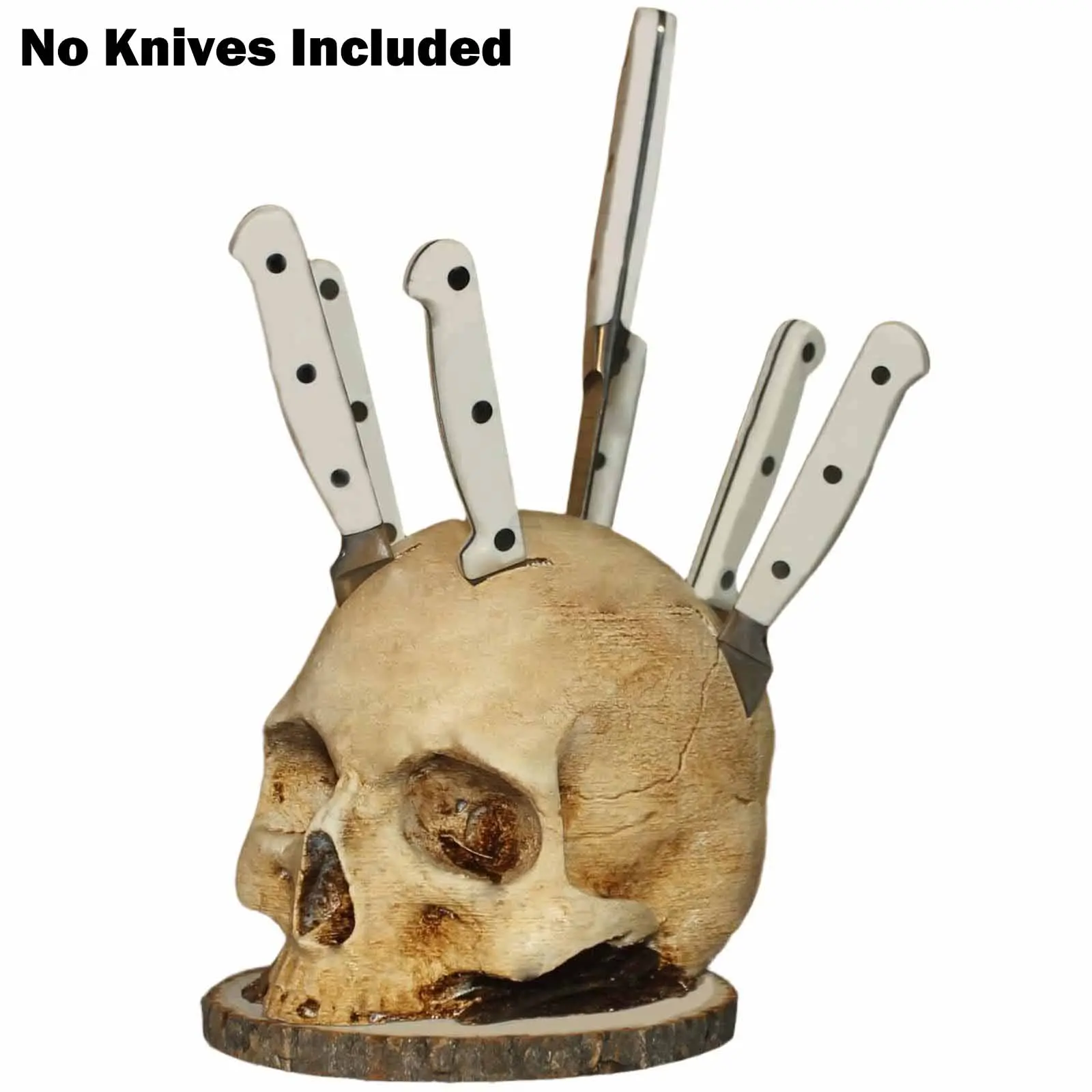 Gothic Skull Wood Knifeholder - Compact Funny Kitchen Tabletop Organizer, Home Bar Cool Decor, Ultimate Gift Kitchenware Storage Solution (No Knives Included)