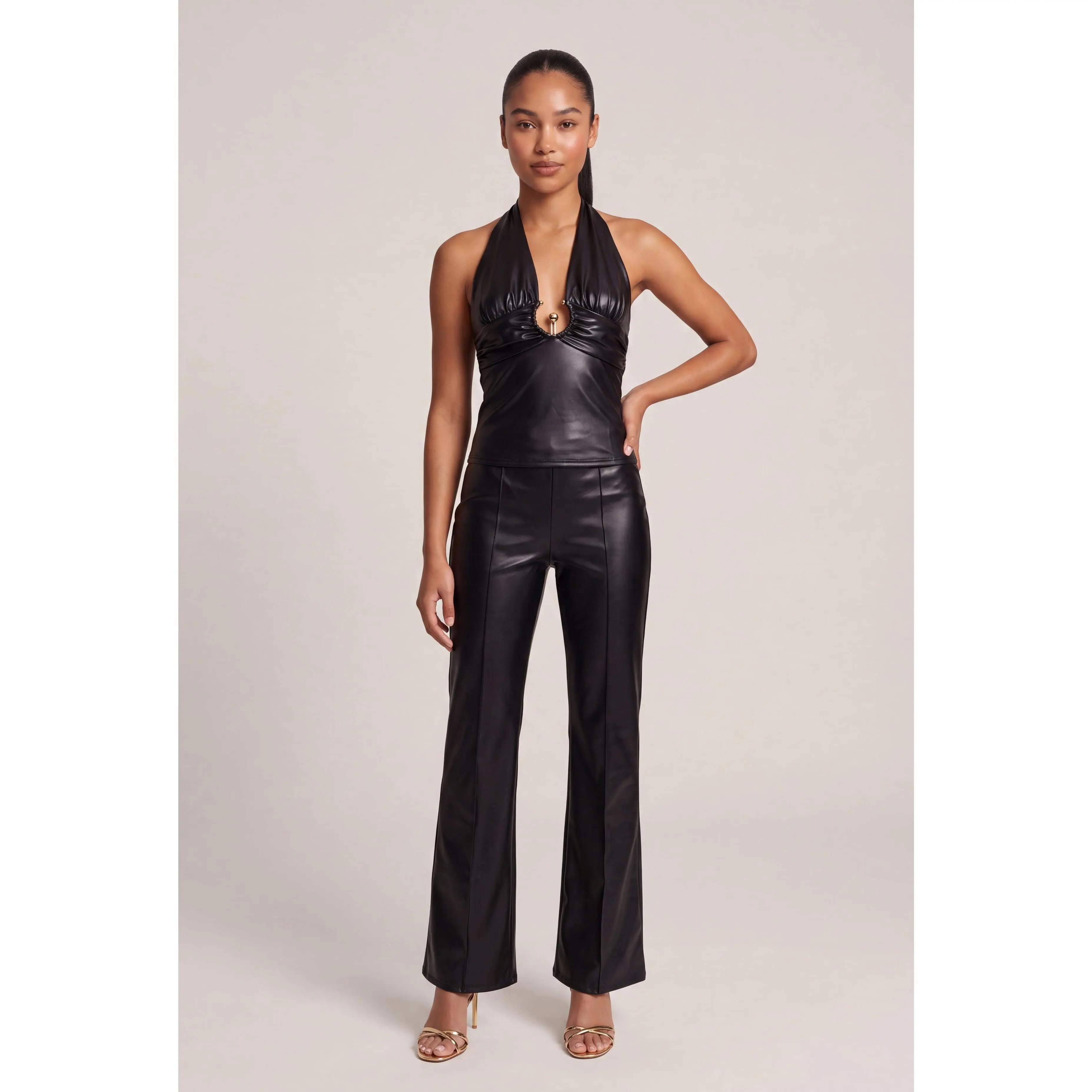 Vegan Leather Bootcut Pants