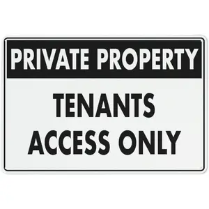 Private Property Tenants Access Only Sign Safe Sign, Signs Outdoor, 12 X 8 In, Sign For Home, Business, Driveway Alert