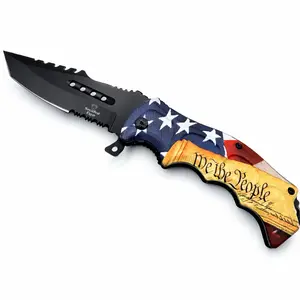 Folding Utility Knife | “We the People” Patriotic Design | Heavy-Duty Outdoor Tool