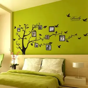 Large Family Tree Wall Deccor for Living Room, DIY Black Photo Frame Tree Wall Decor Sticker Decal Art Décor for Living Room Home Decor (Black Tree to Right)