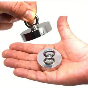 2 Pack 1.65inch Fishing Magnets, Powerful Neodymium Magnets | Rare Earth Magnets w/Eyebolts - 121 Pound Pulling Power Each. Great for Magnetic Fishing and Treasure Hunting | Fishing Magnet