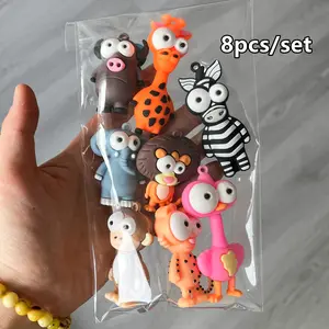 Cute Cartoon Animal Design Fridge Magnets Set, 8 Creative Magnetic Tiles for Home Kitchen Office Room Decor, Fun Refrigerator Accessories, Photo Magnets