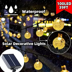 Solar String Lights Outdoor, 56ft 100 LED Globe String Lights with 8 Modes, Waterproof Solar Powered Patio Lights for Garden, Lawn, Gazebo, Porch, Yard, Wedding, Party Decor - Warm White weddinglights