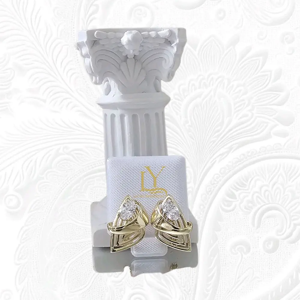 LaYaiBoutique #1019 Beautiful earrings with white stone 14k gold plated HIGH QUALITY