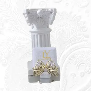 LaYaiBoutique #1019 Beautiful earrings with white stone 14k gold plated HIGH QUALITY