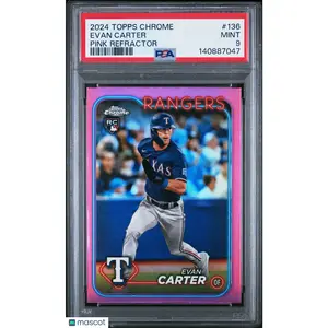 2024 Topps Chrome Evan Carter #136 Pink Refractor PSA 9