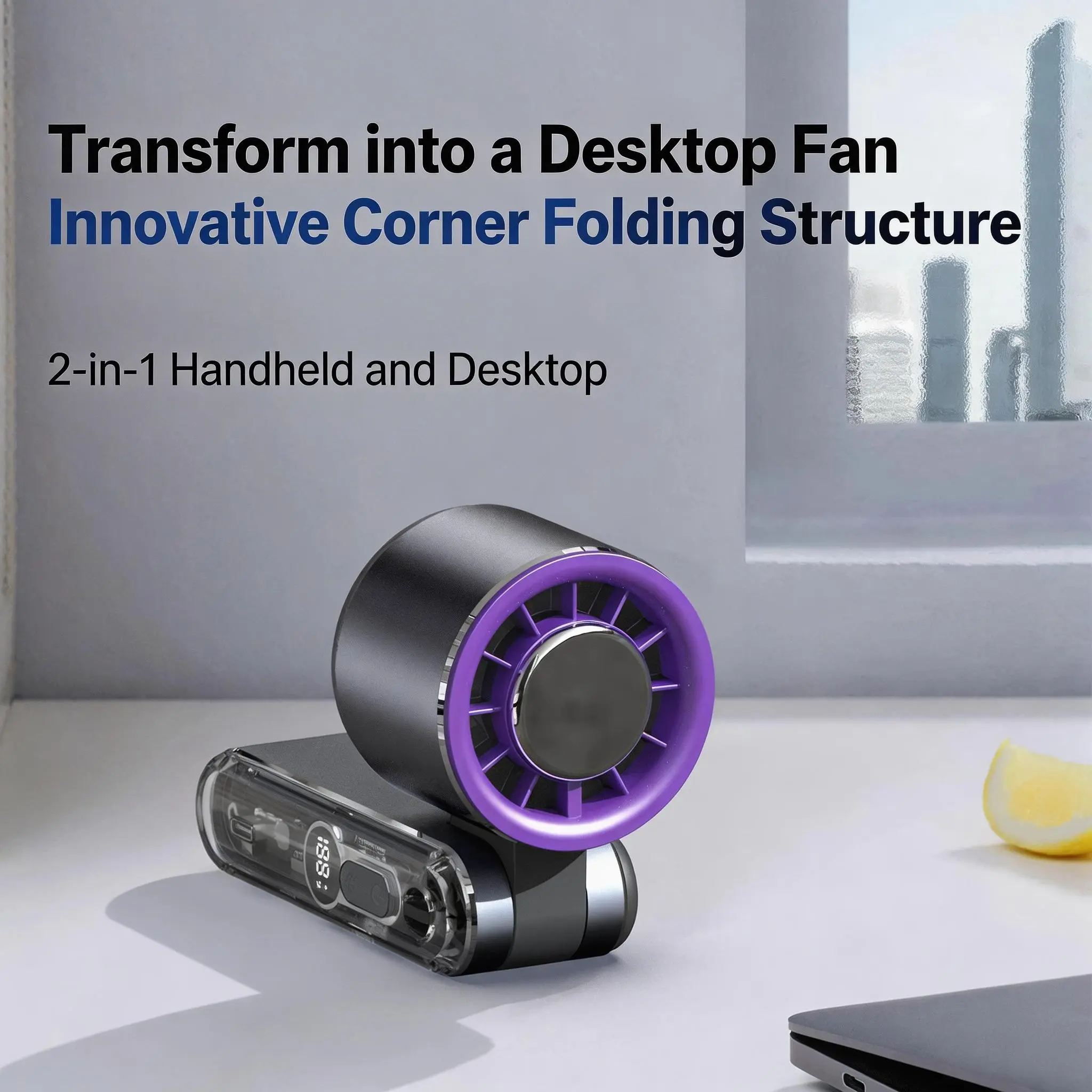 100-Speed High-Velocity Personal Fan with Ice Compression Cooling Technology, Lightweight Aluminum Alloy Body, Long-Lasting Battery Life, and Portable Foldable Design for Instant Summer Relief Anywhere You Go