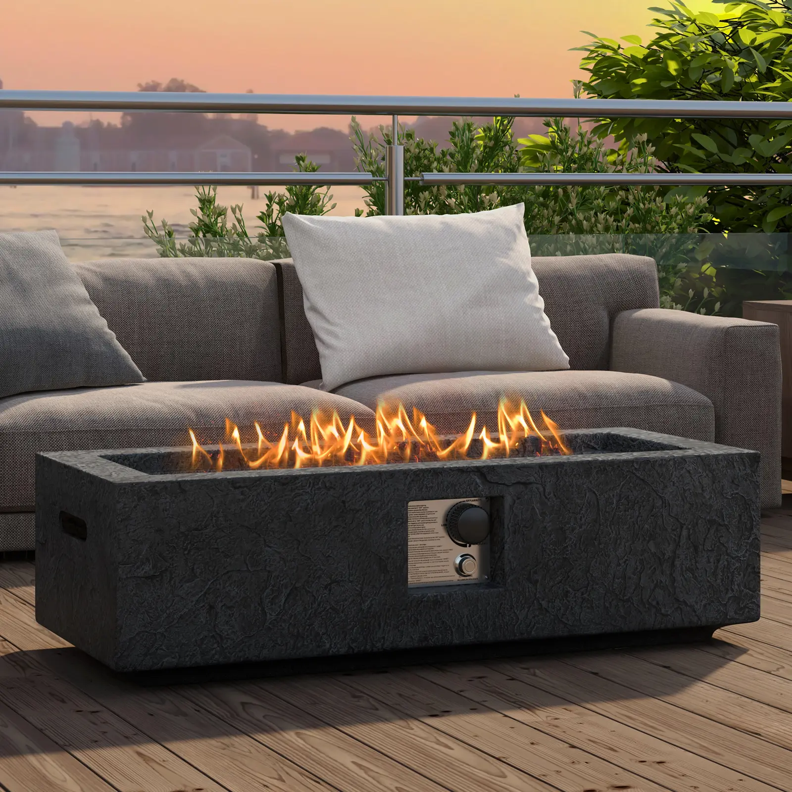 COSTWAY - 42.5 Inch 50000 BTU Fire Pit Table Set with Stainless Steel Burner COSTWAY - 42.5 Inch 50000 BTU Fire Pit Table Set with Stainless Steel Burner