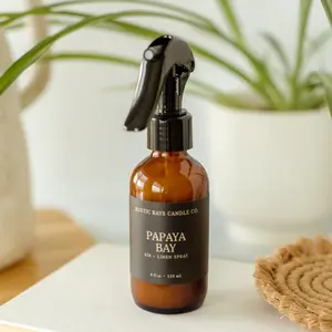 Papaya Bay Room Spray - Tropical Papaya Pineapple Linen Spray - Summer Coastal Home Fragrance - 4 oz Amber Glass Bottle