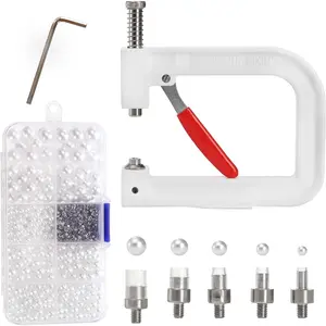 Setting Machine, Beads Rivet Fixing Machine with 5 Sizes, Round  Beads Rivet Studs for Hats, Shoes, Clothes, Bags, Skirts, Beads DIY Accessories