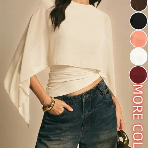 Elegant Women's Solid Color Scarf-Collar Blouse Tops, Stylish Simple Design, Comfortable and Versatile for Daily Wear, Classy Tops