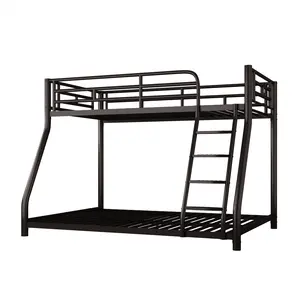 Metal Twin Over Twin Bunk Bed with Convertible Design Space-Saving Full over Full Bunk Bed Frame Sturdy Guardrails No Box Spring Needed Ideal for Dormitories