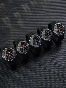 Personalized casual men's watch quartz watch car line silicone strap sports men's watch large dial watch Casual Wristwatch Set