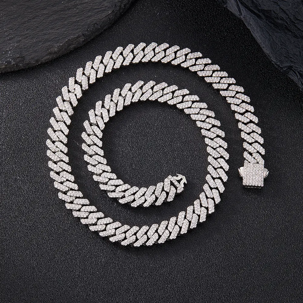 12MM Gold Miami Cuban Link Chain Necklace - Iced Out Rhinestone Choker, Decorative Fancy Geometric Fashion Accessory Necklace with Gold Chain Detail, Hip Hop Costume Jewelry for Men, Decorative Necklace, Fancy Link Chain