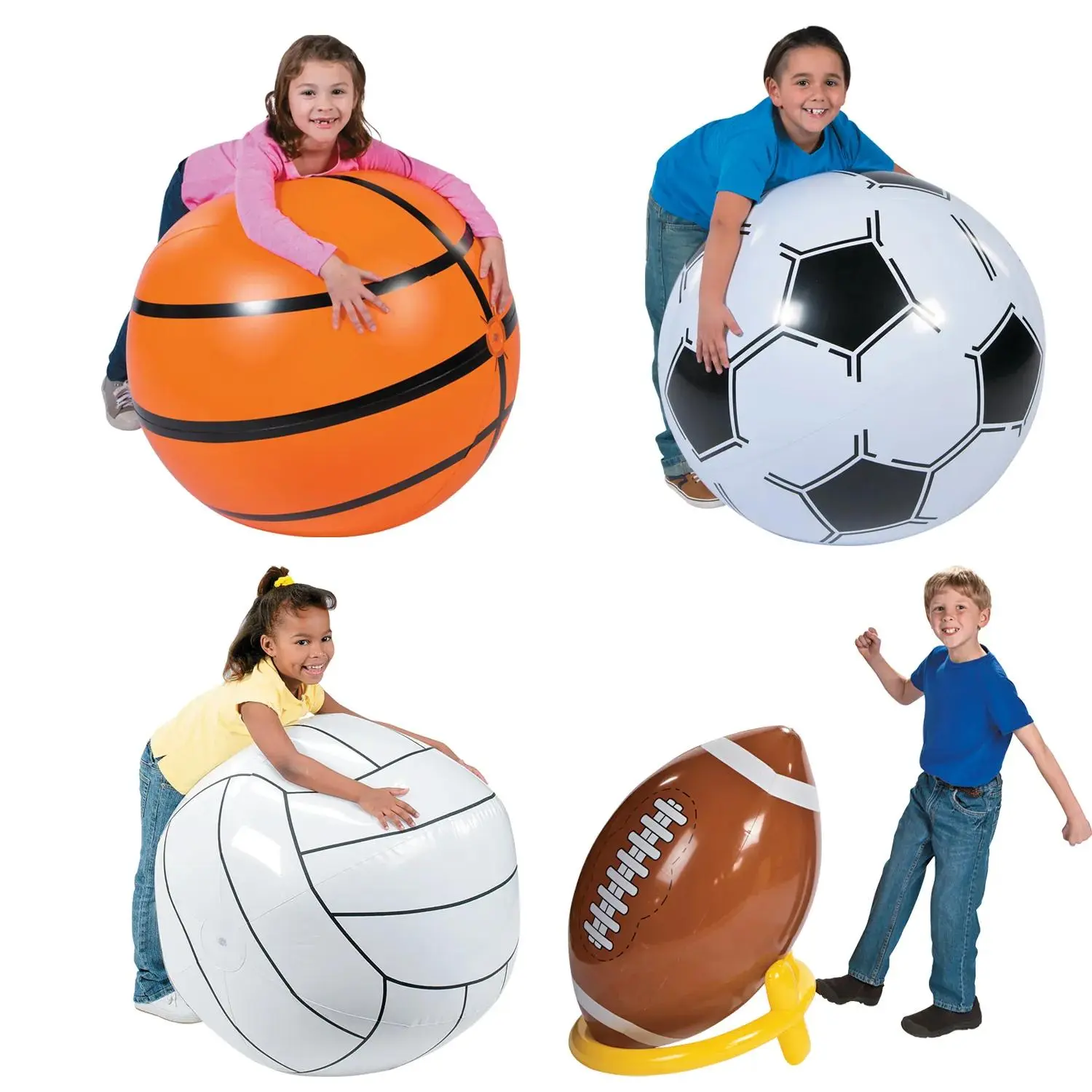 Inflatable Jumbo Sports Ball Assortment Kit - 4 Pc.