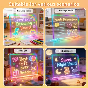 16" Led Drawing Board for Kids with neon markers Remote RGB Light up Led Note Board, Birthday Gifts for Boys Girls Ages 2 3 4 5 6 7 8 9 10 12+ Year Old, Magic Glow Art Toys
