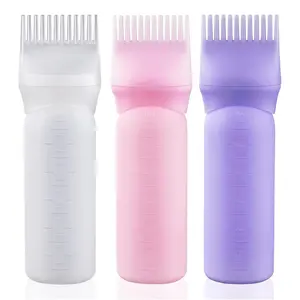 Clear Empty Hair Dye Bottle with Applicator Brush & Scale, Portable Root Comb Applicator Bottle for Scalp, Shampoo Scrubber & Hair Dye Tools (1 BOTTLE)