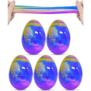 5 Pack Prefilled Easter Eggs Galaxy Slime Toys, Teens Easters Basket Stuffers Egg Fillers, Easter Games Gift Party Favors Filled Egg for Kids Boys Girls Toddlers (Blue+Purple+Gold)