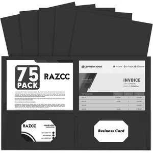 Two Pocket Folders, 75 Pack 2 Pocket Folders Fit Letter Size Paper, Paper Folders with Pockets for School Office Business Home (Black)