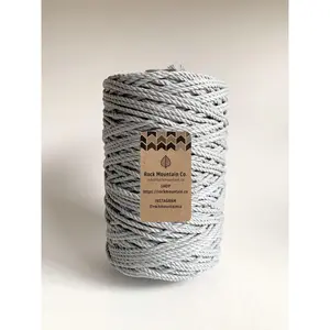 4mm 3 Ply Macrame Cord 3 Strand Twisted Cotton Craft Rope - Light Gray Fiber Art String