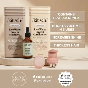 Hair Growth Bundle - Kitsch Rice Water Shampoo, Conditioner, Rosemary Oil for Scalp, Scalp & Hair Oil Applicator: Healthy Scalp & Hair