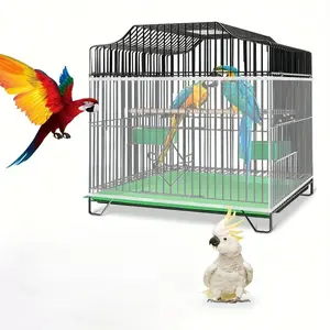 1pc Adjustable Mesh Cover for Birdcage - Bird Cage Veil, Seed Catcher and Windshield for Parrots, Budgerigars and Parrots, available in three colors (black, green, white)