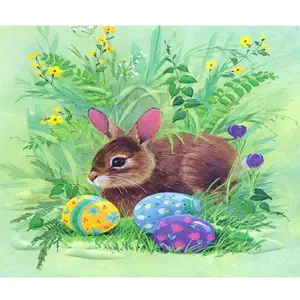 1PC  Diamond Painting Easter Bunny Diamond Painting Kit, DIY Full Drill Rhinestone Art with Cute Rabbit and Decorated Eggs, Perfect for Home Wall Decor and Handcraft Lovers