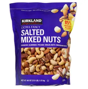 Kirkland Signature Extra Fancy Salted Mixed Nuts 40 Ounce Pack - Cashews Almonds Pecans Brazil Nuts Macadamia Nuts