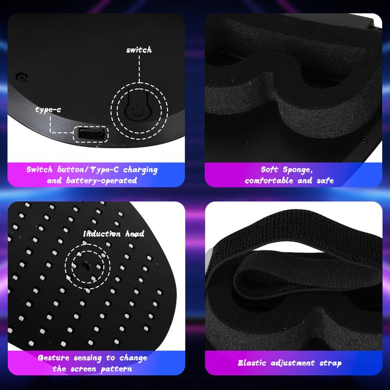 LED Mask, Light Up Mask with Gesture Sensing, Unisex LED Halloween Mask with 50 Patterns Glow, Costume Cosplay Party Masquerade, Halloween Gift