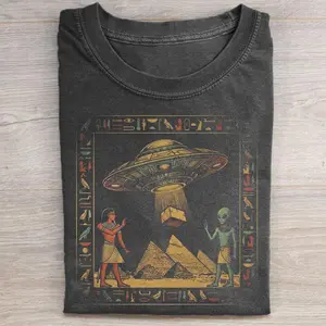Comfort Colors Alien UFO Pyramid Egypt T-shirt, Ancient Graphic Tee, Unisex Gift