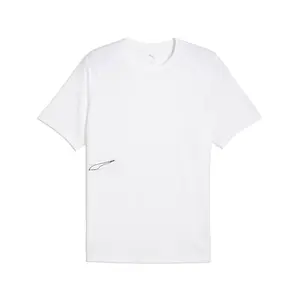 PUMA Mens Run Graphic Mesh Crew Neck Short Sleeve Athletic Casual Tops Casual - White
