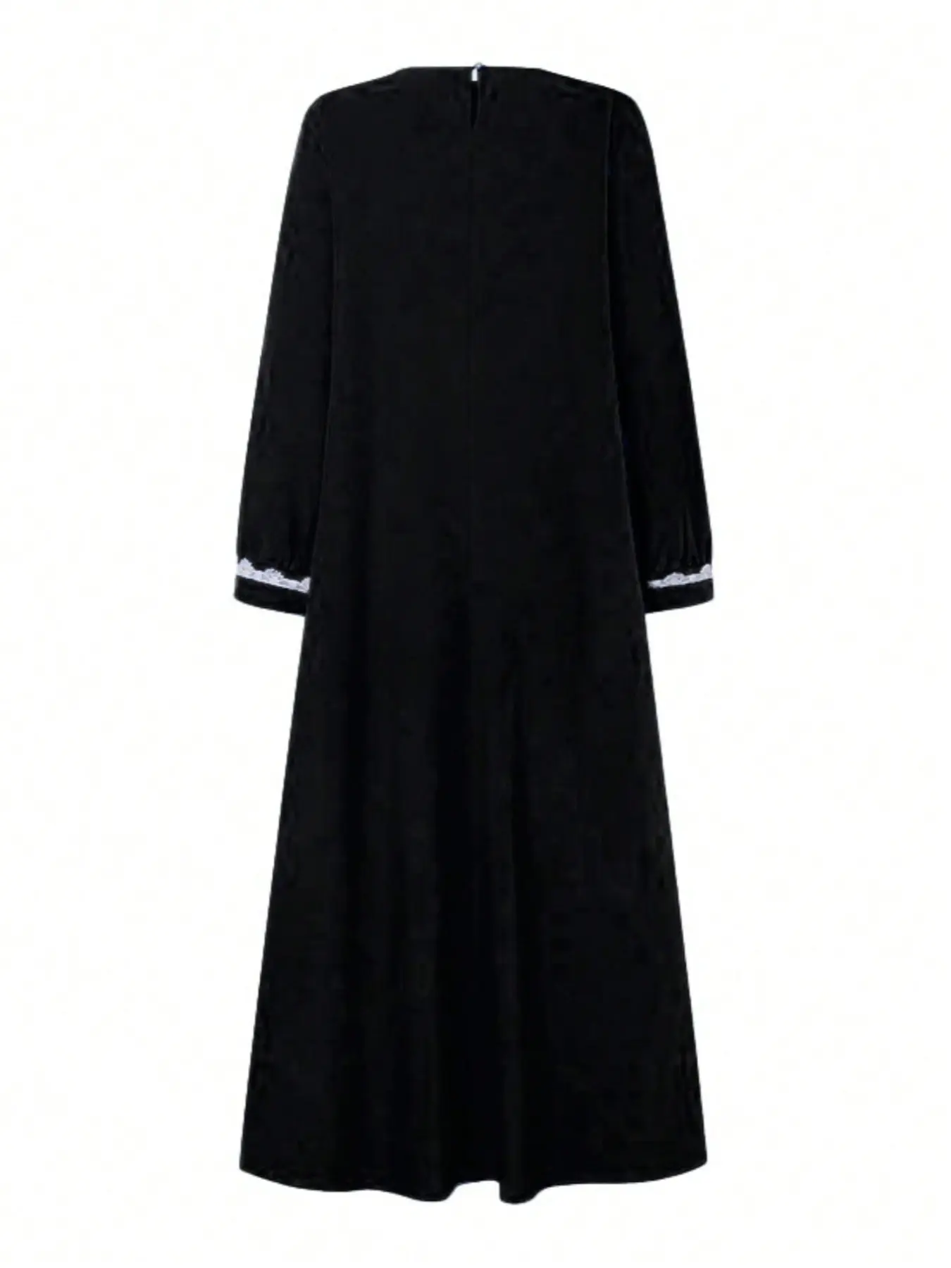 Women's Fashion Long Sleeve Round Neck Solid Color Casual Dress, Elegant  Lace Trim Maxi Dress for Daily Wear & Special Occasions, Muslim Evening  Dress, Classy Modest Dresses - TikTok Shop