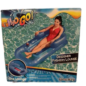 H2OGO! Designer Fashion Lounge Inflatable Pool Float for Comfortable Poolside Relaxation Blue/Light Blue